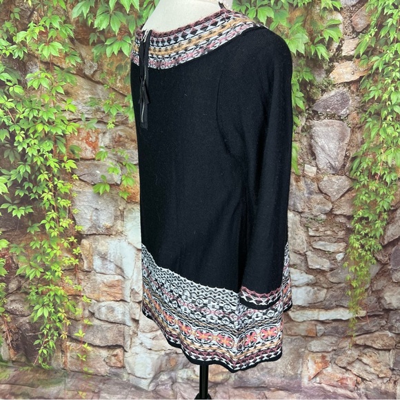 SLEEPING ON SNOW Black Wool Blend Fair Isle Sweater, S - Picture 7 of 10